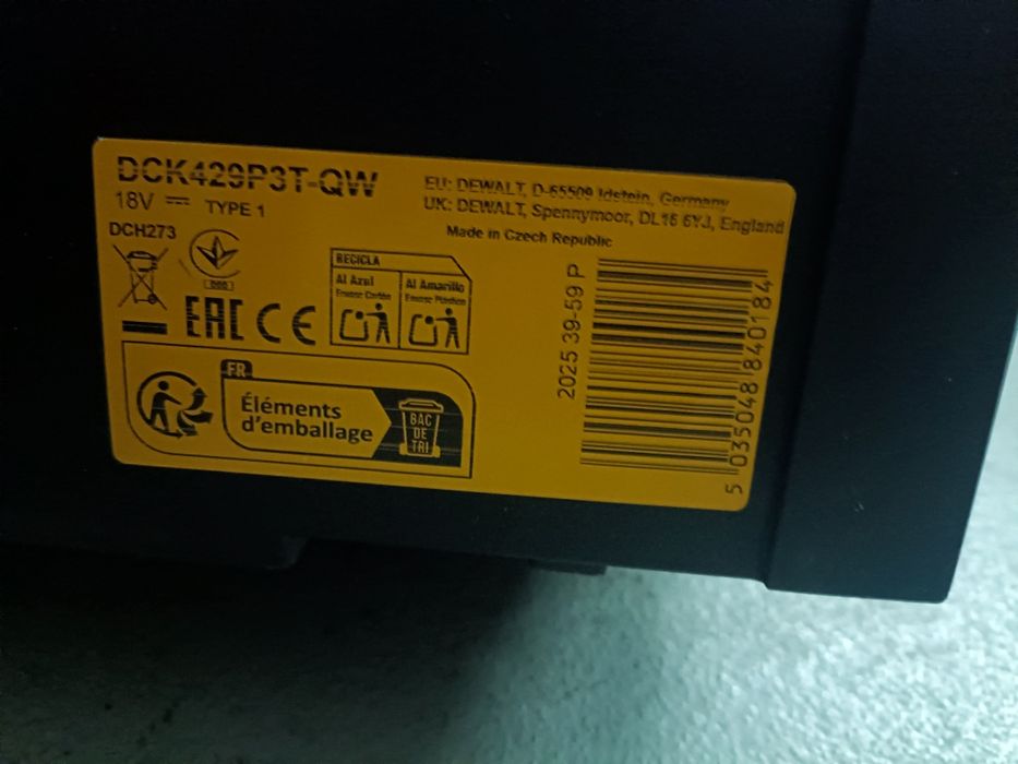 Zestaw Dewalt DCK429P3T 18V 5Ah