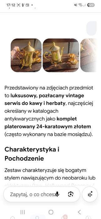 Pozłacany vintage zestaw
