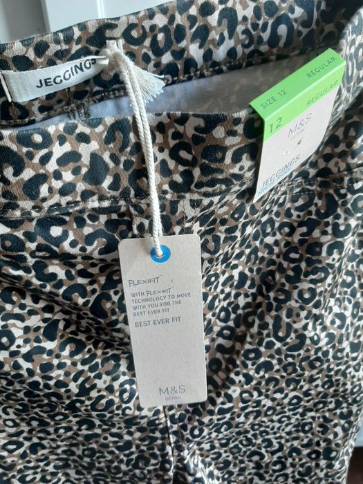 Nowe sodnie jegginsy  w panterkę M&S roz.40 L