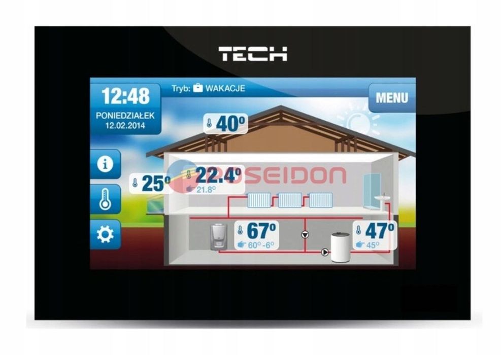 Sterownik regulator pokojowy przewodowy czarny st-2801 open therm TECH