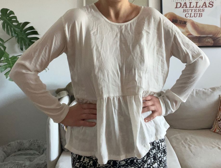 MOSS COPENHAGEN bluzka M – lejąca, asymetryczna, falbana, minimalistyczna