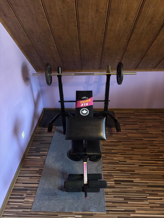 Zestaw do cwiczeń 35kg żeliwne z ławką