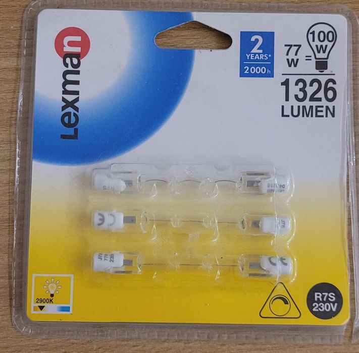 Zestaw 3 żarówek halogenowych Lexman R7S 77W