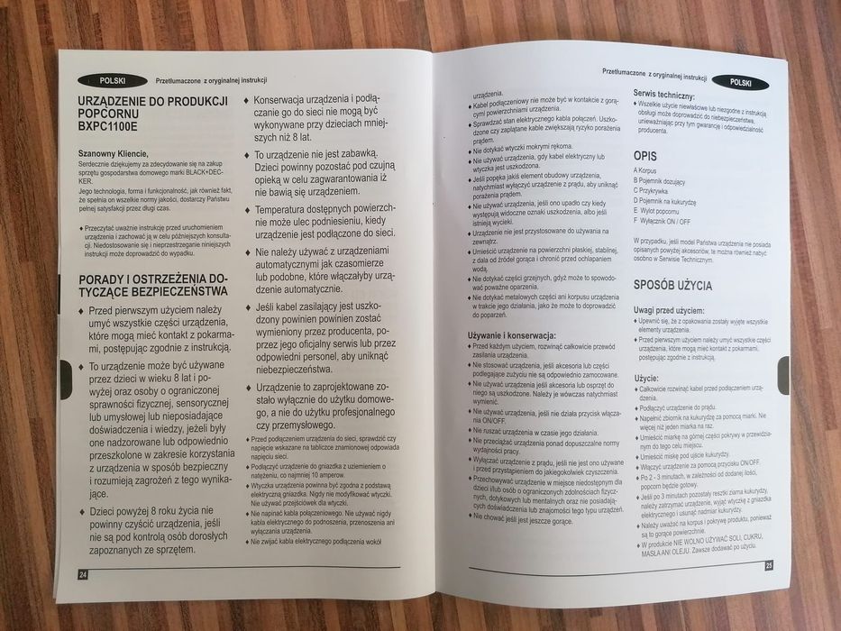 Urządzenie do popcornu Black Decker 1100W