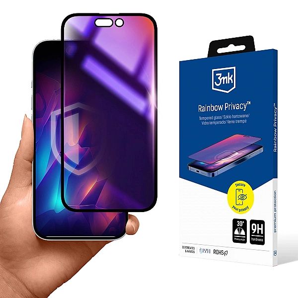 Prywatyzujące szkło hartowane 3mk Rainbow Privacy na Apple iPhone 14 P