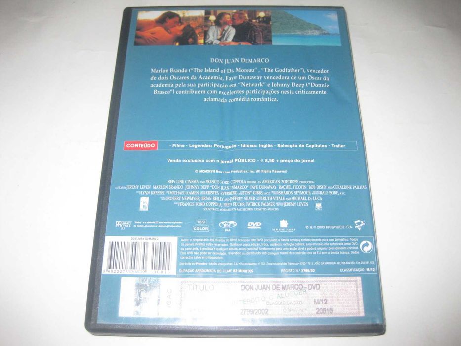 DVD "Don Juan DeMarco" com Johnny Depp