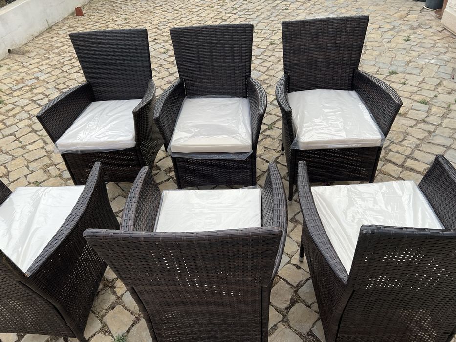 Cadeiras exterior de jardim vime castanho