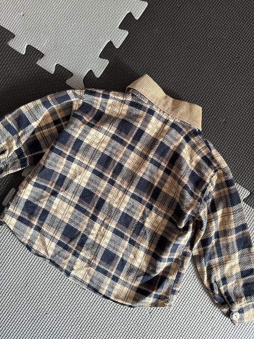 Koszula flanela krata 98 vintage beż
