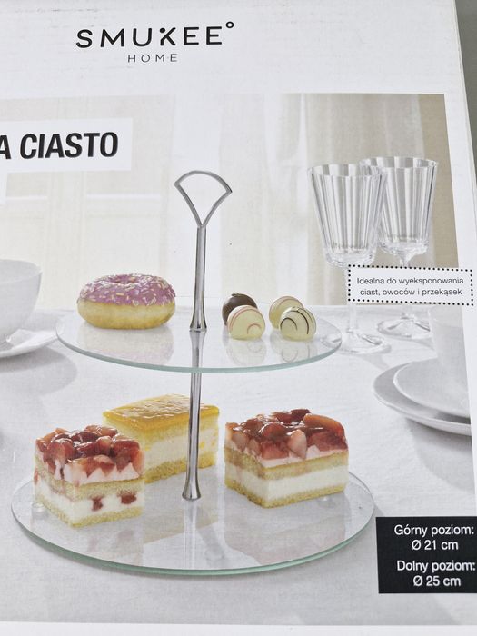 Patera Dwupiętrowa Etażerka Szkło Hartowane