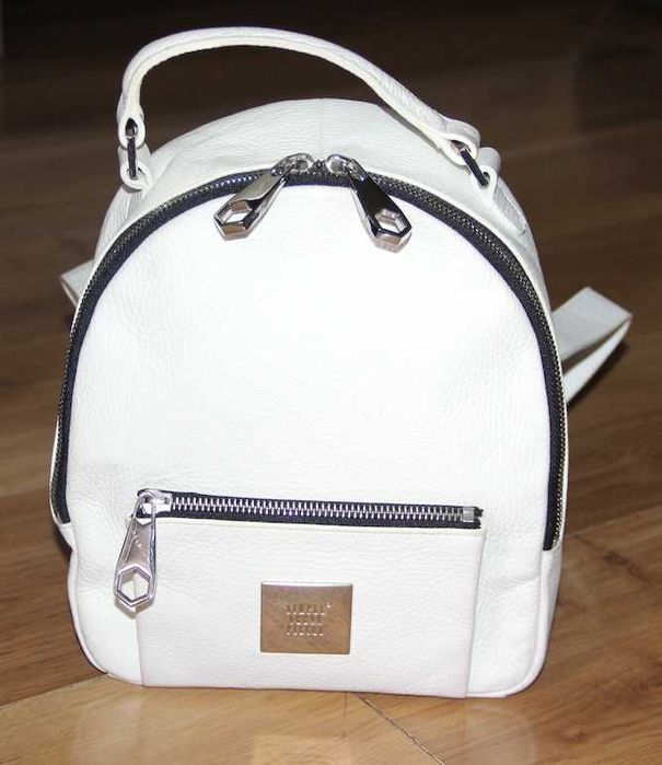 simple biały plecak skóra skórzany torebka torba biała wojas kazar