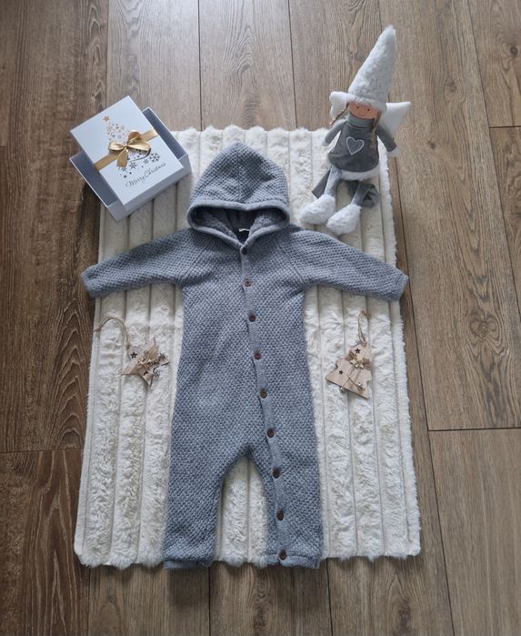 Dzianinowy kombinezon niemowlęcy Szary Melanż Name it Nbnnenor r 74