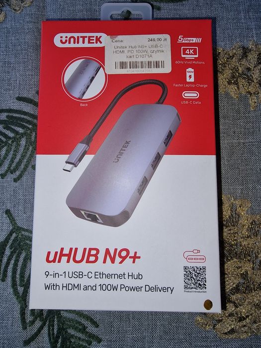Hub USB  Unitek D1071A N9+ USB-C HDMI, PD100W czytnik kart