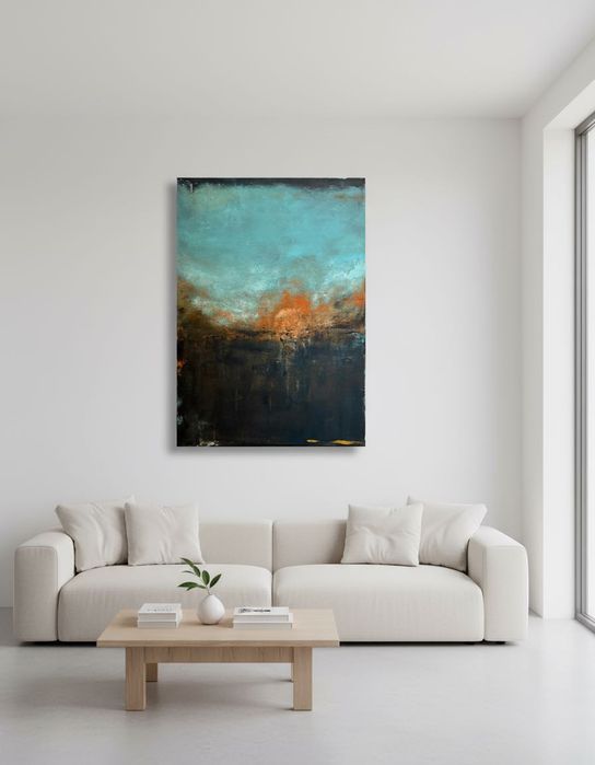Obraz abstrakcyjny "Tamtego świtu" 50 x 70 na płótnie ręcznie malowany