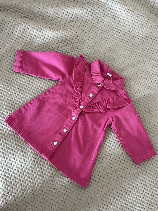 Рожева сукня на дівчинку 9-12 місяців розмір 74-80 джинсова