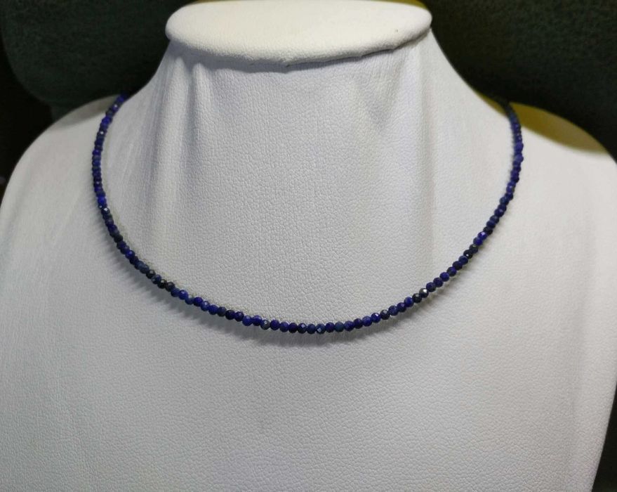 Colar Contas Vidro Facetadas e Brilhantes Azul NOVO - SALDO