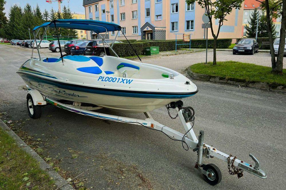 Łódź motorowa 5 os 120KM Zamiana ZAREJESTR. Motorówka Przyczepa Bimini