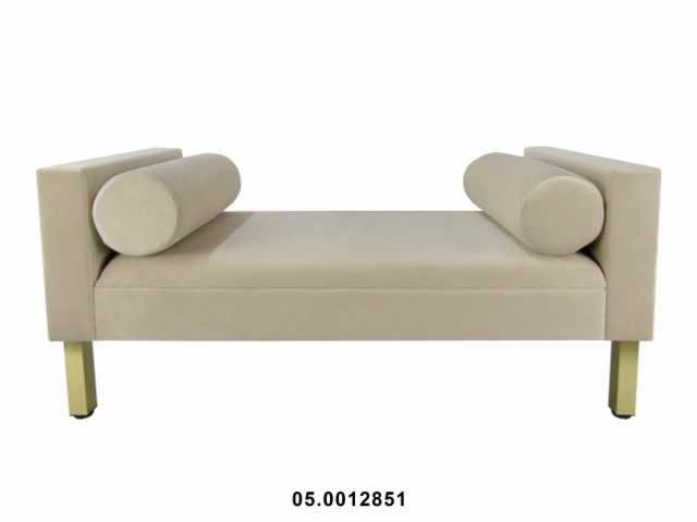 Banco Sofá Retangular Cor Creme Veludo 115X53X52 cm