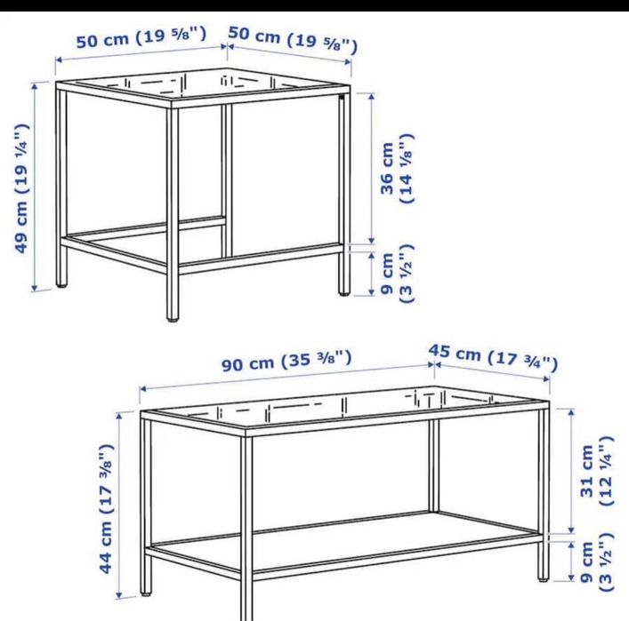Mesas de apoio em vidro