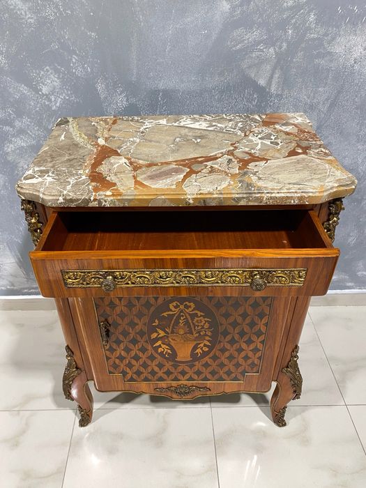 Francuska komoda formir intarsja marmurowy blat