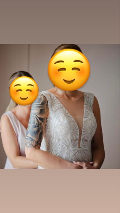 Suknia ślubna koronkowa z koralikami champagne  38