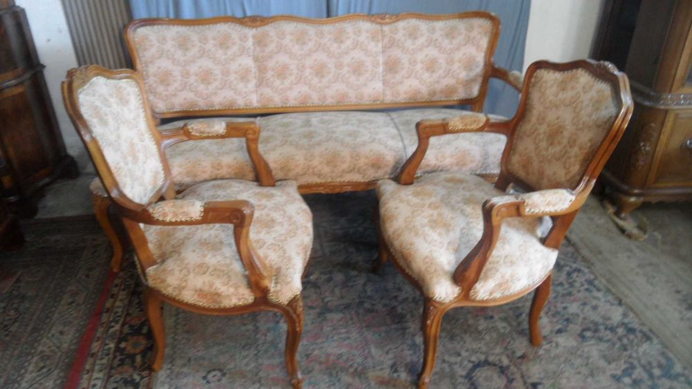 Sofa  2 Fotele Ludwik Kabriolowe Nóżki  z Holandii