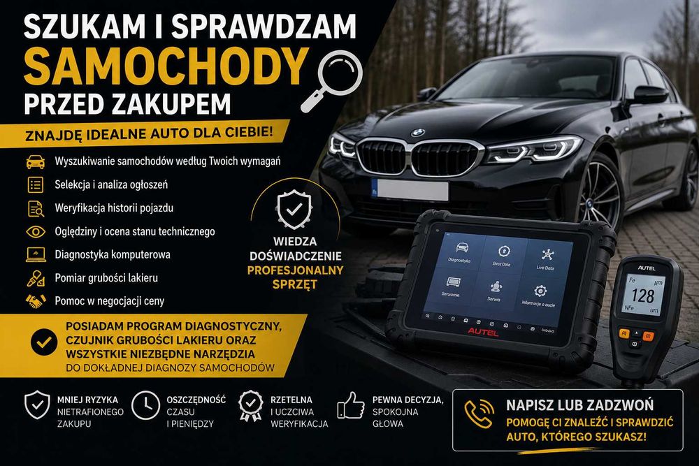 Pomoc przy zakupie samochodu – znajdę, sprawdzę, doradze