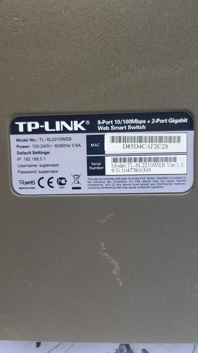 Комутатор TP-Link TL-SL2210WEB