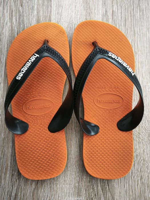 Chinelos Havaianas tam 34/35, laranja e azuis