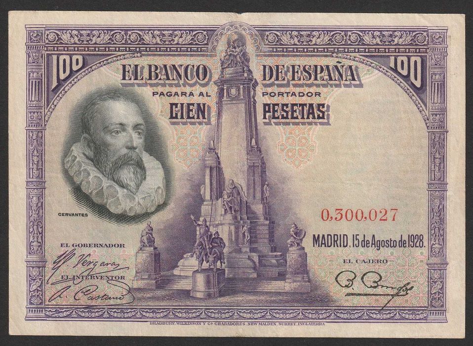 Hiszpania 100 peset 1928 - Miguel Cervantes - 0,300