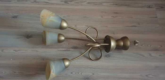 Lampa wisząca sufitowa złota 3 klosze