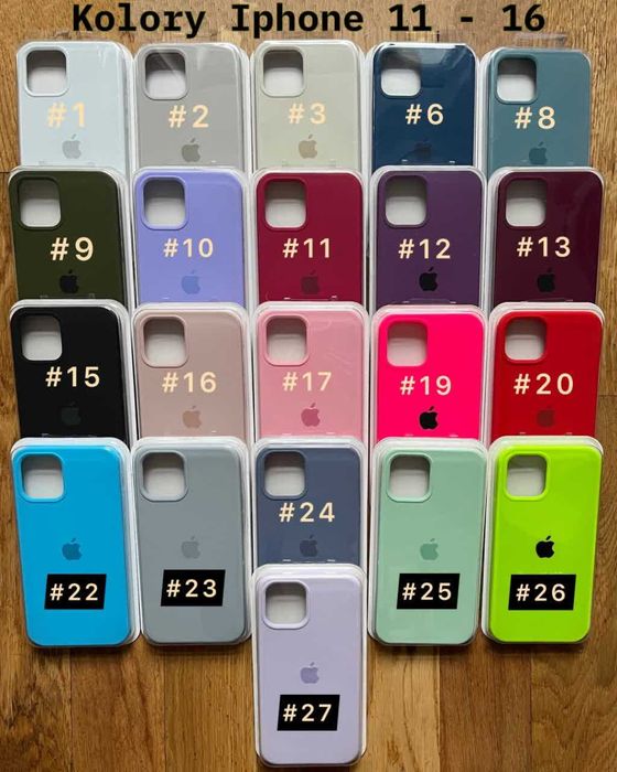 Kolorowe Etui do iPhone 11-17 Pro Max Plus Silicone Case Plecki