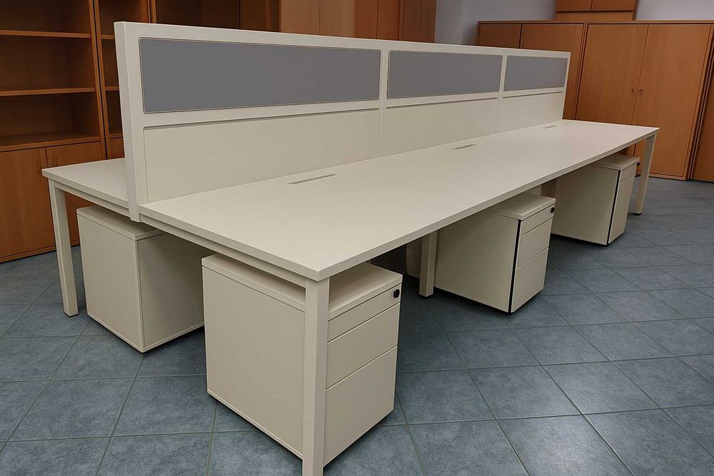 Biurko 6 stanowiskowe typu bench Maro ecru - duża ilość