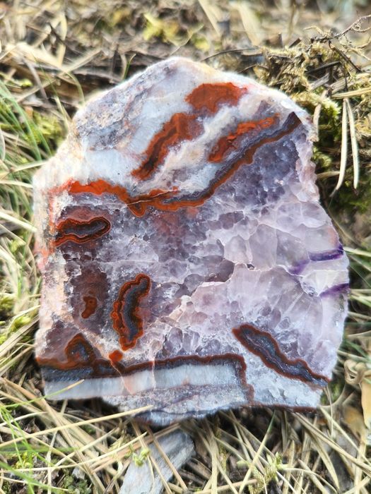 Agat z ametystem 7,5x6 cm minerał kolekcjonerski ozdobny