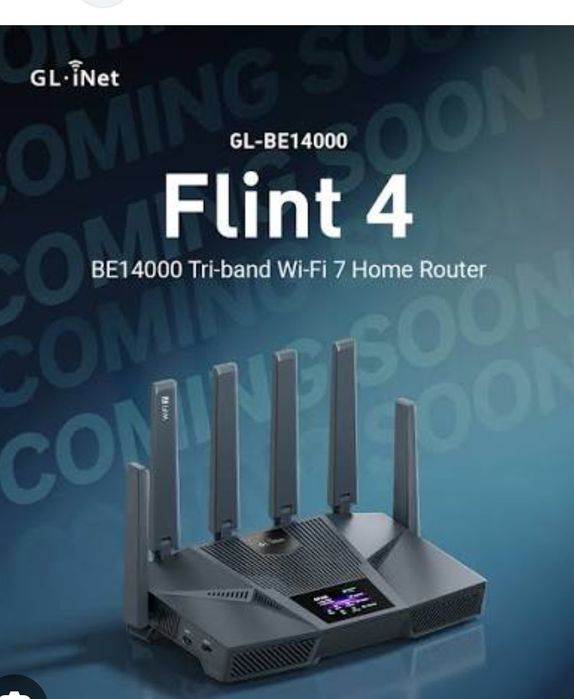 GL-iNet Flint 4 GL-BE14000 WiFi 7 трибенд  6гГц  320 мГц  SFP+ 10Gb WAN/LAN  VPN