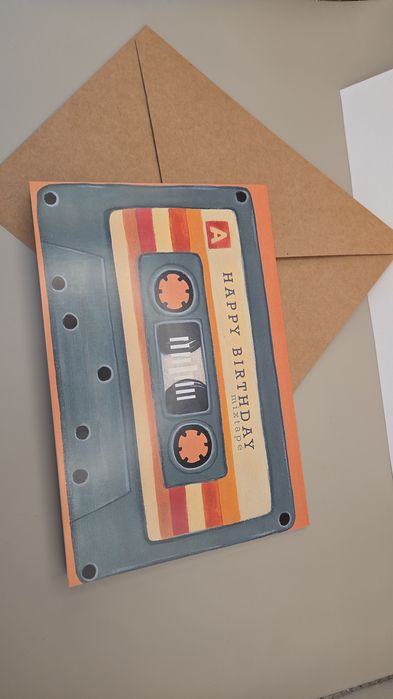 Retro kartka urodzinowa Kaseta Magnetofonowa