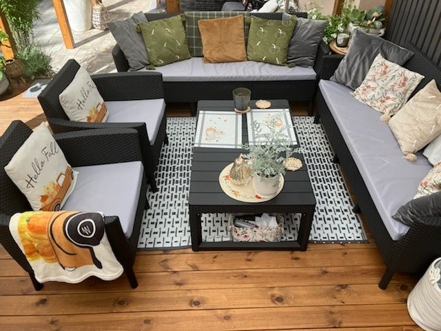 Zestaw ogrodowy , 2 kanapy, 2 fotele , ława z funkcją stolu