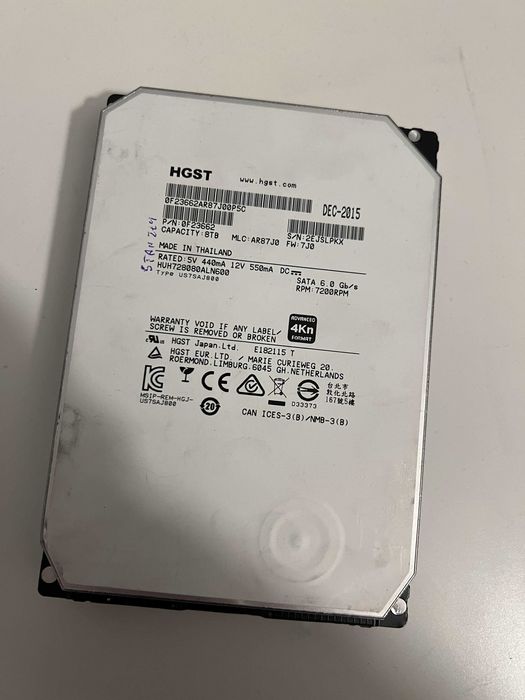 Dysk HGST 8TB / HUH728080ALN600 / 8 TB / HDD uszkodzony