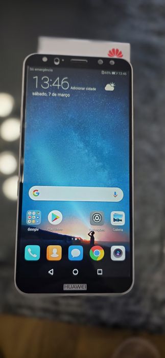 Vendo Huawei Mate 10 Lite dourado e branco com vidro câmara estalado.