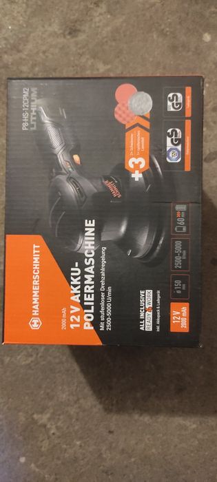 Hammerschmitt 12V Akku-Poliermaschine P8-HS-12CPM2/Polerka Samochodowa