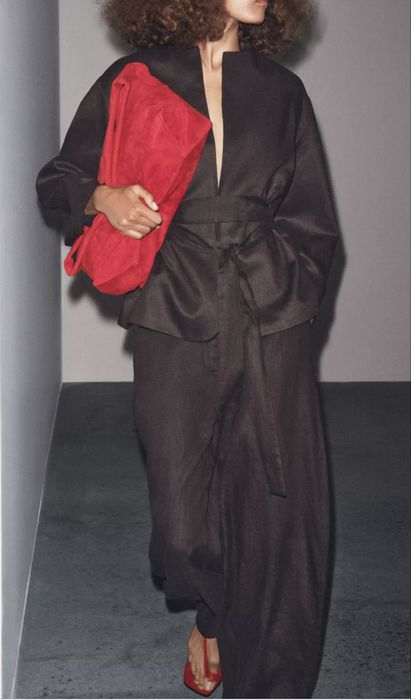 Lniany komplet garnitur Zara XL