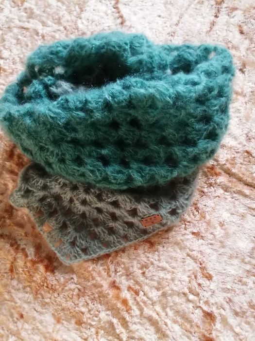 Chusta na szydełku handmade z moheru