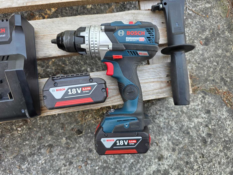 BOSCH GSR 18V-110C wkrętarko wiertarka 2x5ah ładowarka zestaw