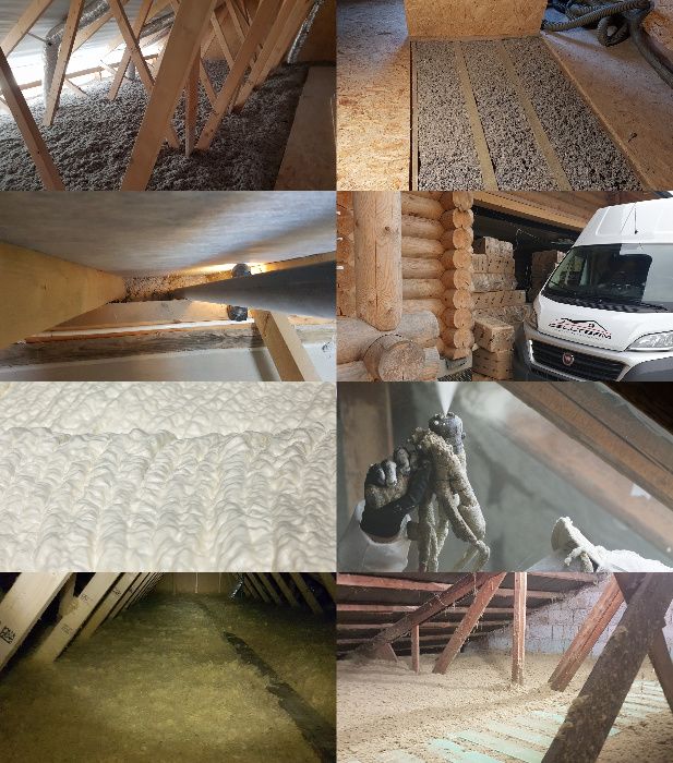 Ocieplenia wiązarów, wdmuchiwanie wełny, celulozy Ekofiber. Natrysk