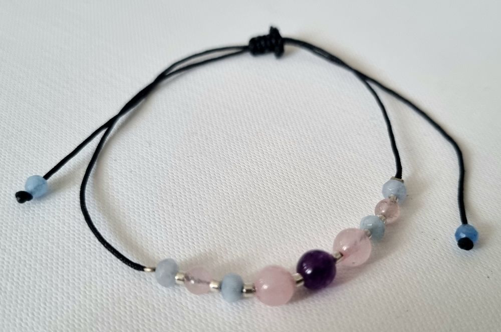 Bransoletka ametyst kwarc akwamaryn