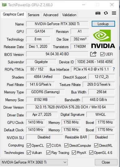 Gigabyte RTX 3060 Ti