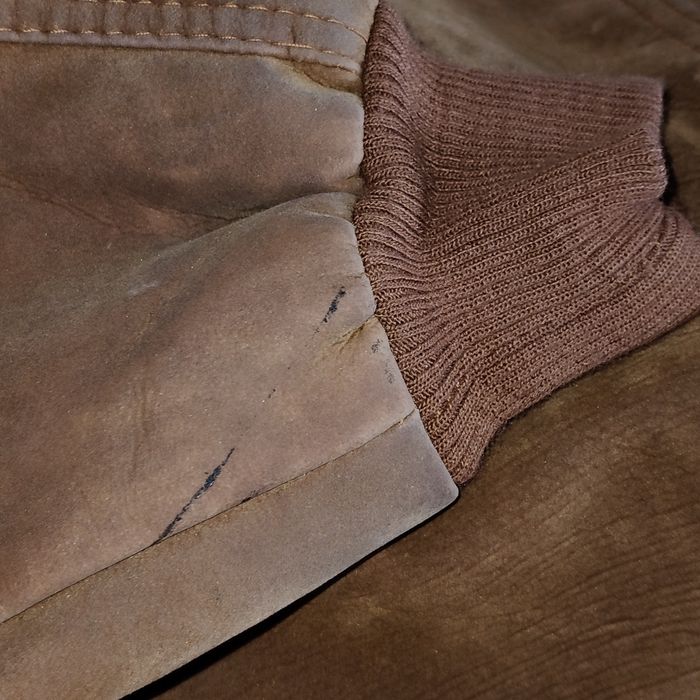 Vintage Italian Leather Suede Bomber Jacket Brown