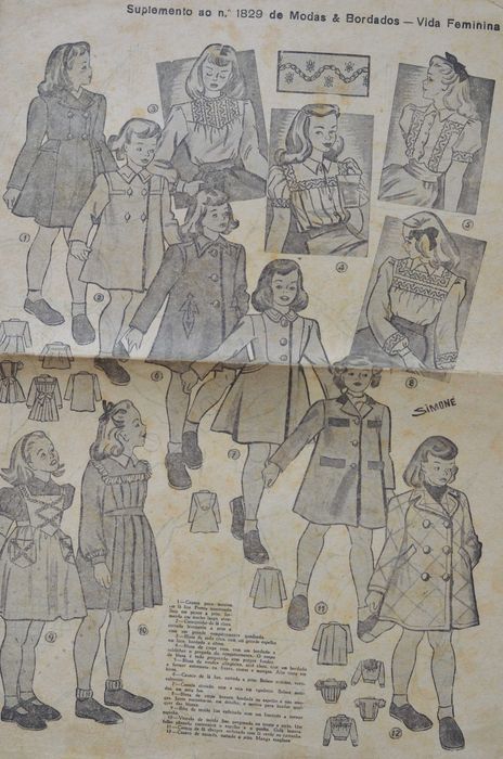 Jornal O SÉCULO - Suplemento antigo Modas e Bordados - moda estilismo