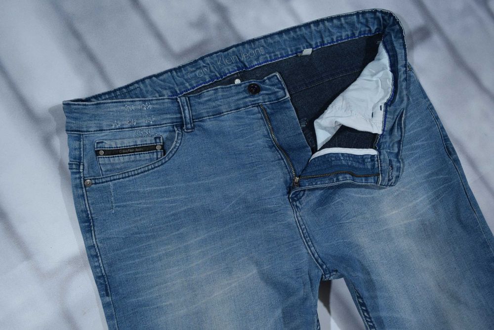Jeansowe spodenki szorty Calvin Klein Jeans Rozmiar 38 (W38) XL-XXL Bawełna Elastan