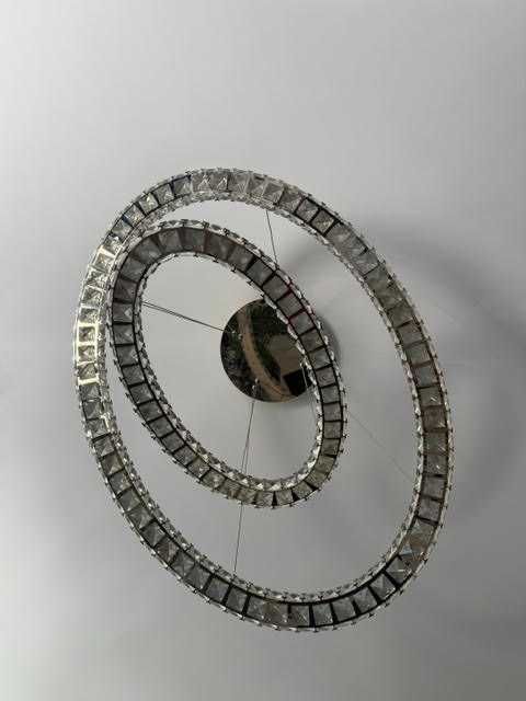 4 Lampy ring wiszące, kryształowe, srebrne