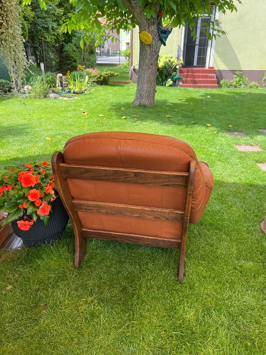 Zestaw wypoczynkowy skórzany 3-2-1